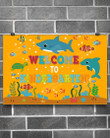 Shark Welcome To Kindergarten Poster Canvas, Back To School Poster Canvas