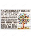 Classroom Rules Horizontal Poster Home Decor Wall Art Print No Frame Or Canvas 0.75 Inch Frame Full-Size Best Gifts For Birthday, Christmas, Thanksgiving, Housewarming