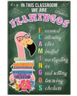 In This Classroom We Are Flamingo Poster Canvas, Wall Art Classroom Poster Canvas