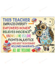 Owl Teacher, All Are Welcome Horizontal Poster Home Decor Wall Art Print No Frame Or Canvas 0.75 Inch Frame Full-Size Best Gifts For Birthday, Christmas, Thanksgiving, Housewarming