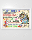 Owl Teacher, All Are Welcome Horizontal Poster Home Decor Wall Art Print No Frame Or Canvas 0.75 Inch Frame Full-Size Best Gifts For Birthday, Christmas, Thanksgiving, Housewarming