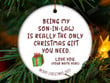 Personalized Being My Son-In-Law Christmas Ornament, Funny Chirstmas Gift For Son-In-Law From Mother-In-Law, Christmas Decorations Circle, Heart, Star, Oval Ornament