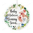 Personalized Baby Coming Soon Porcelain Ornament, New Baby Ornament, Baby Due Ornament, Pregnancy Announcement Gifts For Expecting Parents, Christmas Ornament For Baby Reveal