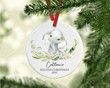 Personalized Elephant Baby's Second Christmas Ornament, Elephant Lover Gift Ornament, Christmas Keepsake Gift Ornament
