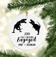 Our First Christmas Engaged Ornaments 2021, T-Rex Dinosaur Couple Ornament Together Christmas Ornament For Christmas Tree Home Decoration