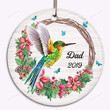 Custom Memorial Ornament - Hummingbirds Wreath Memorial Ornament Personalized Picture Ornament Customized Name & Photo Circle Heart Oval Star Christmas Ceramic Ornament