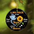 Personalized A Big Piece Of My Heart Lives In Heaven Ornament, Memorial Angel Wings Sunflower Ornament - Sympathy Merry Xmas Gifts For Loss Of Dad Mom, Christmas Tree Decoration