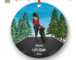 Personalized Biker Motorcyclist Christmas Ornament Motorcycle Rider Female Girl Ride Watercolor Dirt Bike Motocross Cyclist Cycling Custom Christmas Tree Ornament