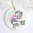 Personalized Mermaid Unicorn Ornament, Christmas Holiday Name Year Custom Ornament - Merry Xmas Gifts For Mermaid Lovers, Kids, Christmas Tree Decoration