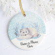 Personalized White Fox Ornament, Porcelain Ornament, Arctic Fox Ornament Customized Gift For Animal Lover, For Christmas Thanksgiving Ornament Hanging Christmas Tree Decoration
