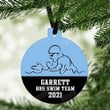 Personalized Porcelain Ornament For Sports Lovers For Sportsman Swimmer Silhouette Christmas Ornament - Team Colors - Customized - Boys Men Swim Swimming Breaststroke