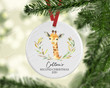 Personalized Giraffe Baby's Second Christmas Ornament, Giraffe Lover Gift Ornament, Christmas Keepsake Gift Ornament