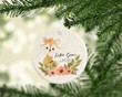 Personalized Floral Fox Baby Ornament, Fox Lover Gift Ornament, Keepsake Gift For Baby Ornament