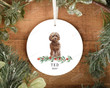 Personalized Brown Cockapoo Ornament, Dog Lover Ornament, Christmas Gift Ornament