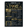 Back In 1992 Poster, Birthday Gifts For Women, 30th Birthday Gifts For Women, 30th Birthday Decorations Women