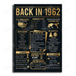 Back In 1962 Poster Canvas, 60th Birthday Decoration Gifts For Women Men
