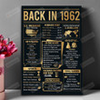 Back In 1962 Poster Canvas, 60th Birthday Decoration Gifts For Women Men