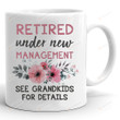 Retired Under New Management Mug, Retirement Gifts For Women, Retirement Gifts For Grandma Grandpa From Grandkids