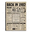 Back In 1982 Vintage Newspaper Poster Canvas, 40th Birthday Gifts For Women Men, 40th Birthday Milestone Decorations For Men Or Women