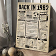 Back In 1982 Vintage Newspaper Poster Canvas, 40th Birthday Gifts For Women Men, 40th Birthday Milestone Decorations For Men Or Women