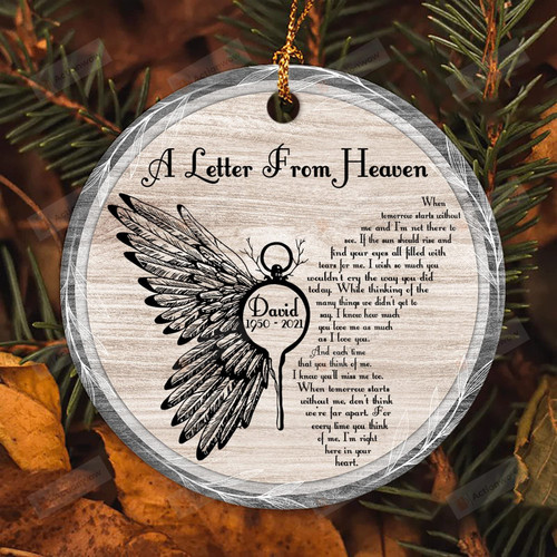 Personalized A Letter From Heaven When Tomorrow Starts Without Me Ornament, Memorial Butterfly Ornament - Sympathy Merry Xmas Gifts For Loss Of Loved One, Christmas Tree Decoration