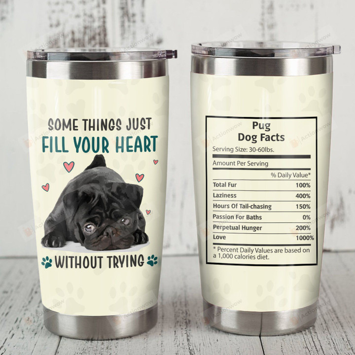 Pug Dog Facts Stainless Steel Tumbler Perfect Gifts For Dog Lover Tumbler Cups For Coffee/Tea, Great Customized Gifts For Birthday Christmas Thanksgiving