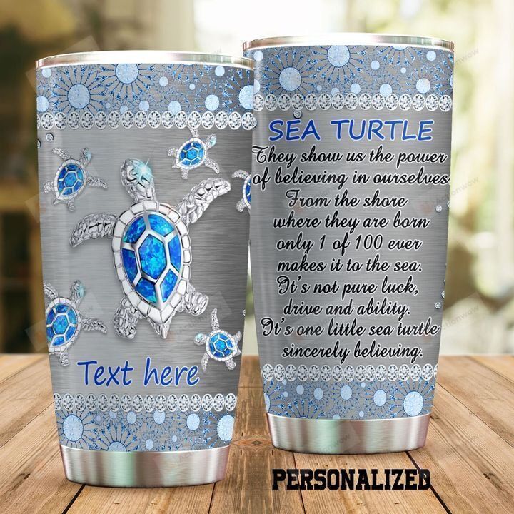 Personalized Turtle They Show Us The Power Stainless Steel Tumbler Perfect Gifts For Turtle Lover Tumbler Cups For Coffee/Tea, Great Customized Gifts For Birthday Christmas Thanksgiving