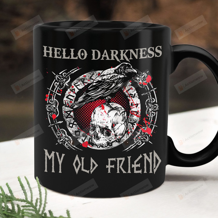Hello Darkness My Old Friend Mug, Viking Mug, Gift For Viking Dad, Gift For Him, Gifts For Grandpa Papa