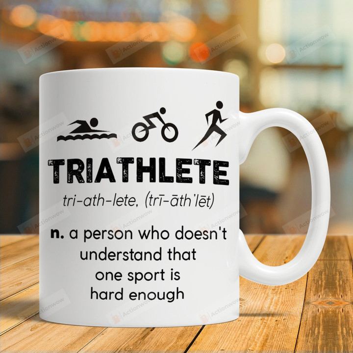 Triathlete Definition Coffee Ceramic Mug, Triathlon Mug, Triathlon Gift, Gifts For Sport Lovers, Cycling Lovers
