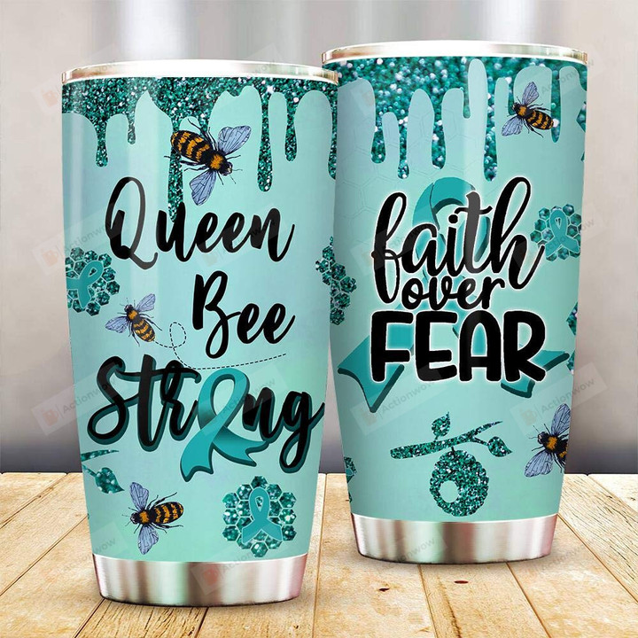 Queen Bee Strong Ovarian Cancer Awareness Tumbler Cup
