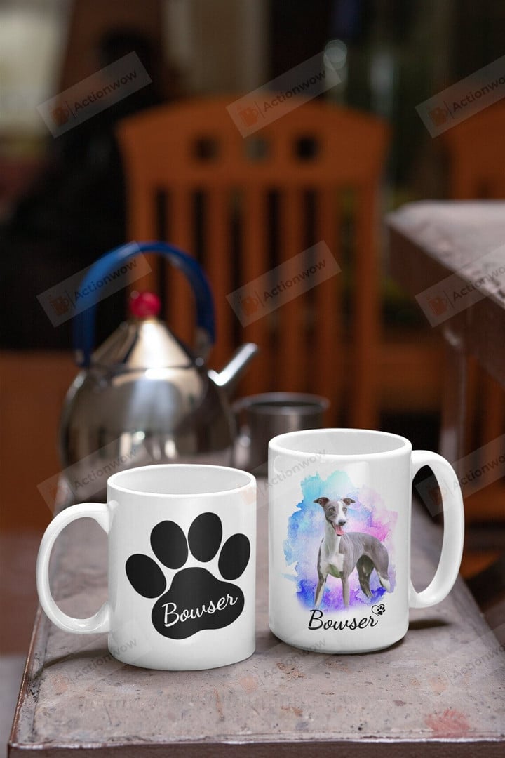 Custom Dog Portrait Mug, Dog Paw Mug, Dog Lover Gifts Mug