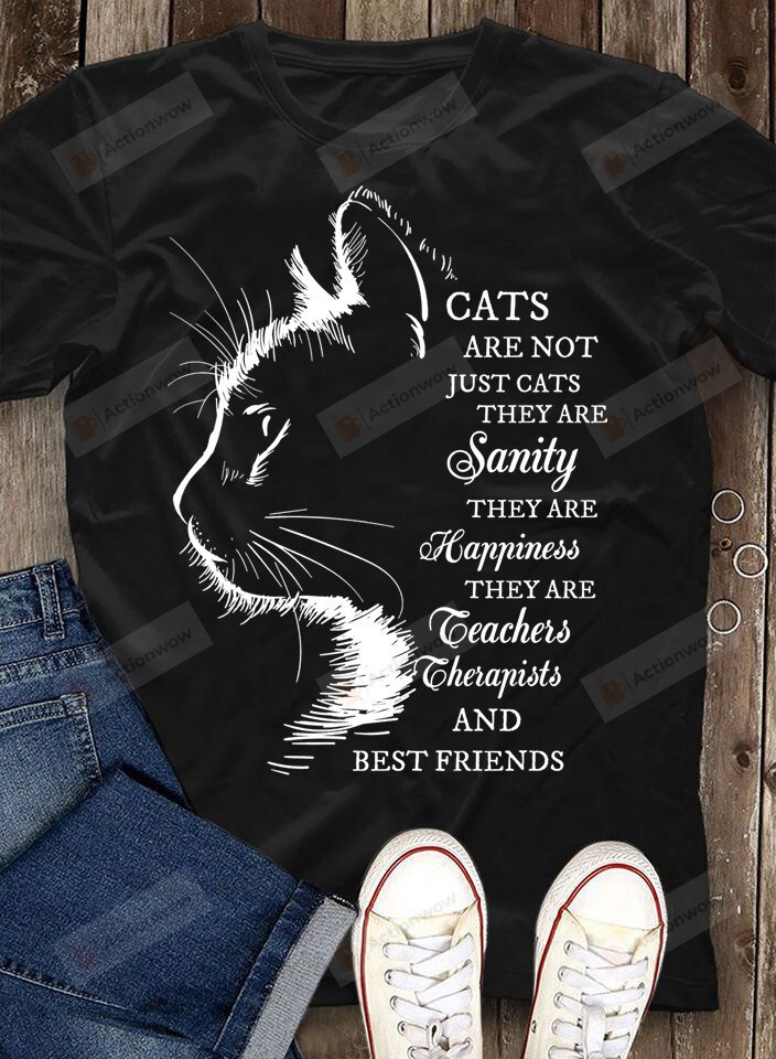 Cats Are Not Just Cats They Are Sanity They Are Happiness They Are Teachers Therapists And Best Friends Shirt, Cat Shirt, Kitty Shirt, Black Cat Shirt, Gift For Cat Lovers