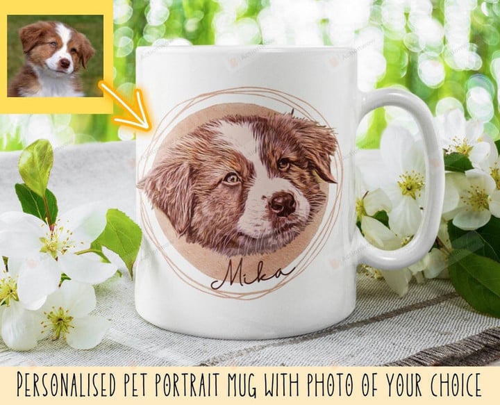 Custom Dog Portrait Mug, Dog Face Mug, Dog Lover Gifts Mug