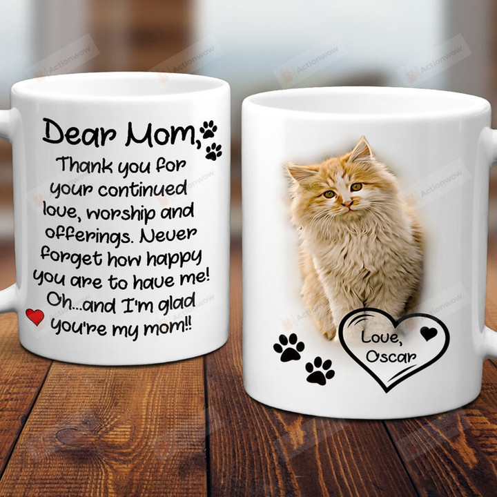 Custom Pet Portrait Mug, I'am Glad You're My Mom Mug, Cat Lover Gifts Mug
