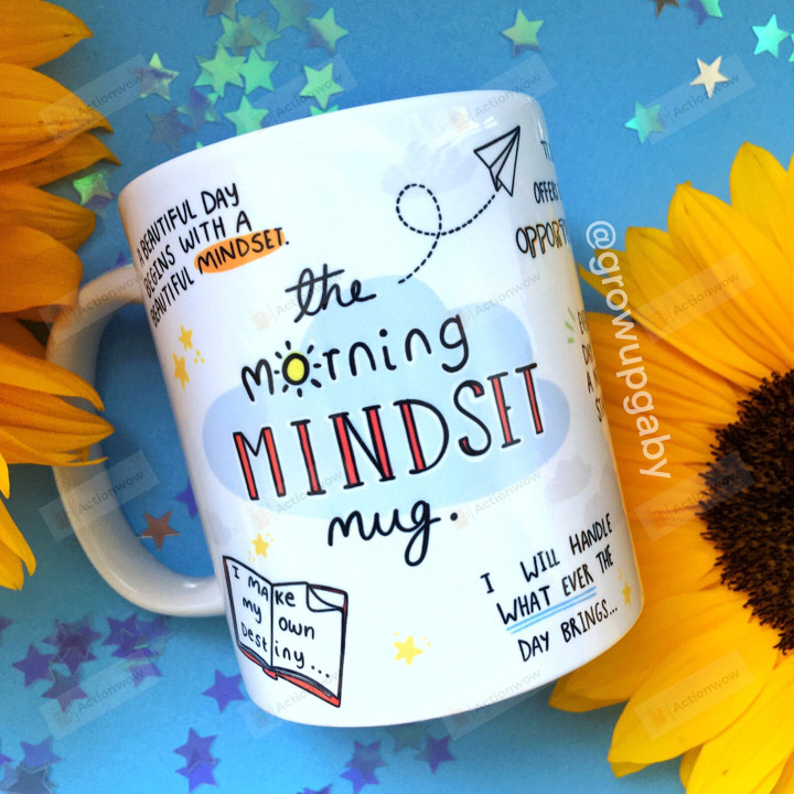 The Morning Mindset Mug, Mental Health Coffee Mug, Law of Attraction, Motivational Mug, Self Care Ceramic Cup