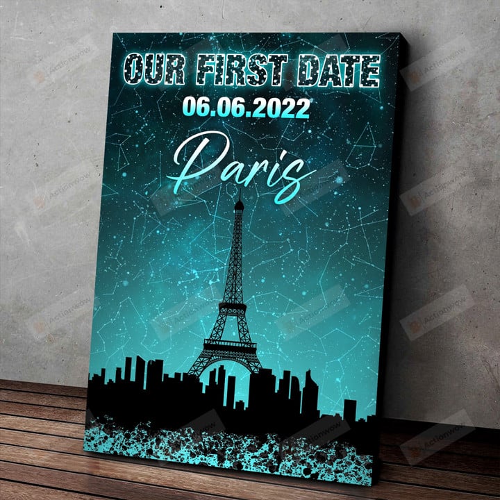Personalized Custom City Star Map Portrait Poster Canvas, Our First Date Portrait Poster Canvas, Anniversary Gifts Portrait Poster Canvas For Couple