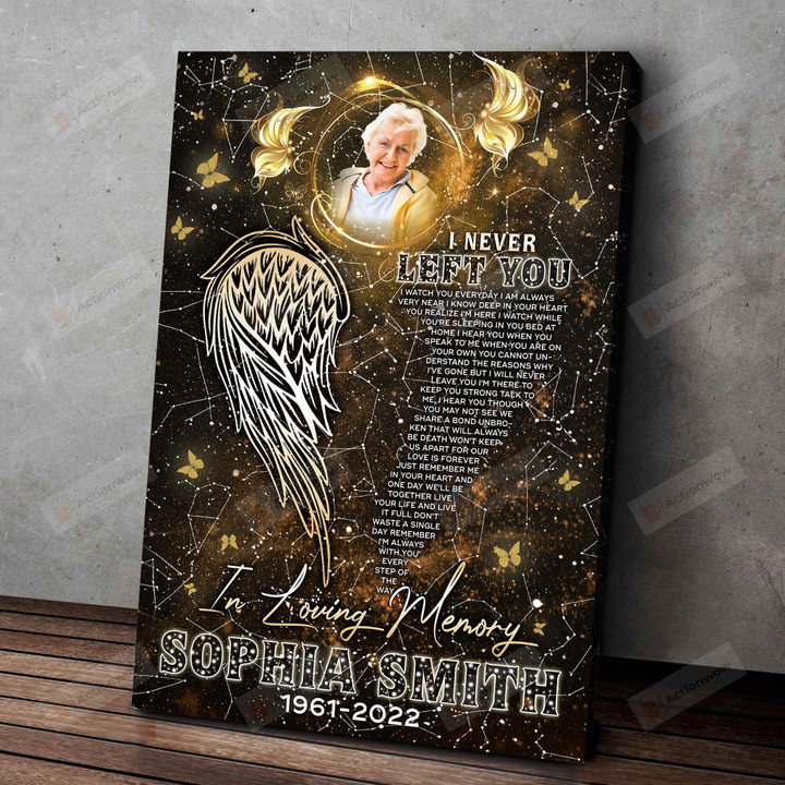 Personalized Custom Starmap Portrait Poster Canvas, As I Sit In Heaven Angle Wings Portrait Poster Canvas, Memorial Gifts Portrait Poster Canvas