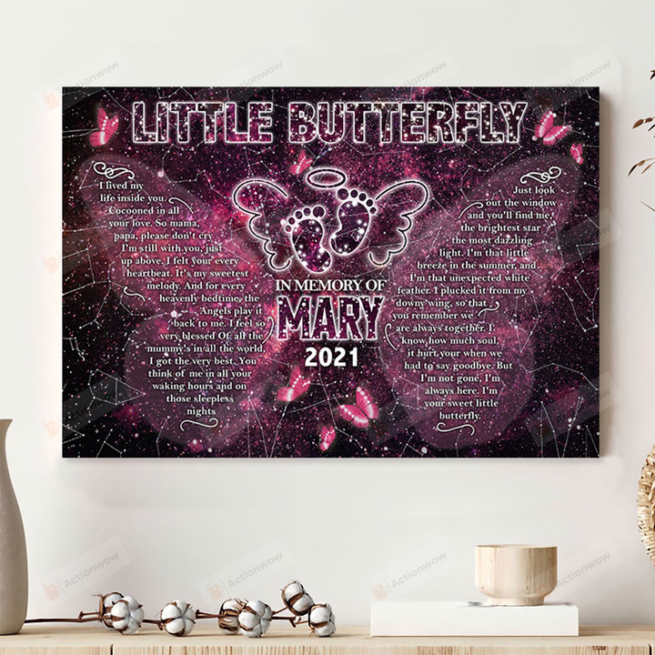 Personalized Custom Starmap Miscarriage Vertical Poster Canvas, Little Butterfly I Live My Life Inside You Vertical Poster Canvas, Memorial Gifts Vertical Poster Canvas