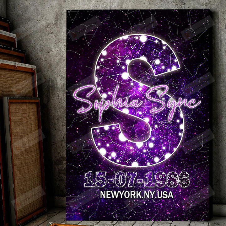 Personalized Custom Starmap Portrait Poster Canvas, Name Alphabet Monogram Portrait Poster Canvas, Gifts For Her For Him Birthday Milestone Portrait Poster Canvas