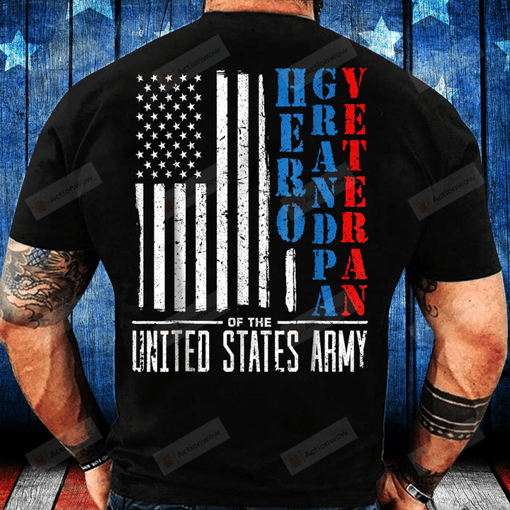 Hero Grandpa Veteran USA Flag Veterans Day Gift T-Shirt