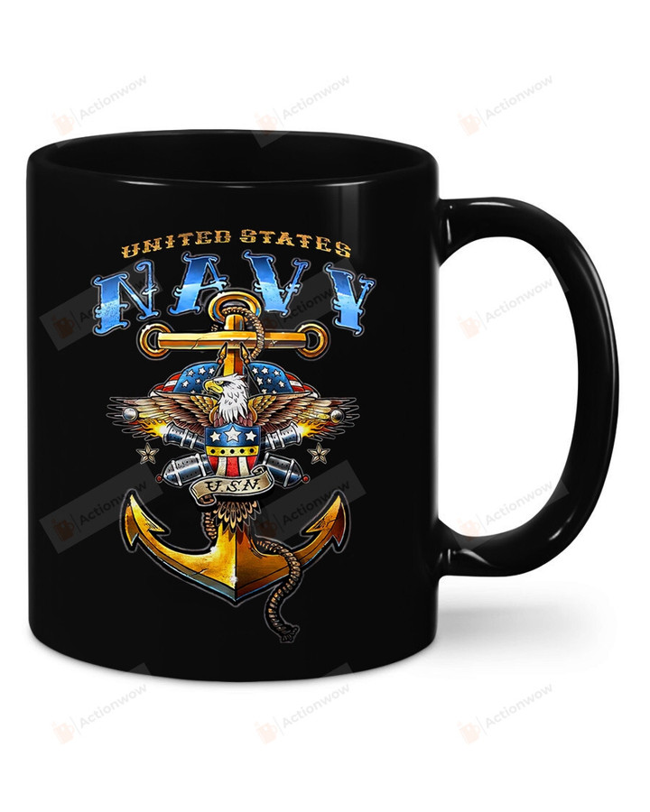 United States Navy Logo, Patriotic Gift Navy Veterans Independence Mug 4th Of July
