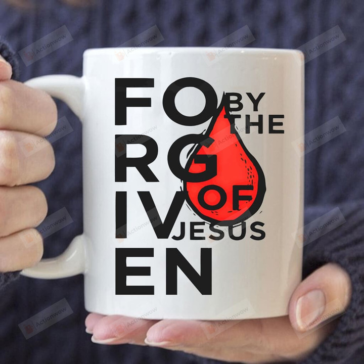 Forgiven By The Blood Of Jesus Ceramic Coffee Mug, Christian Coffee Mug