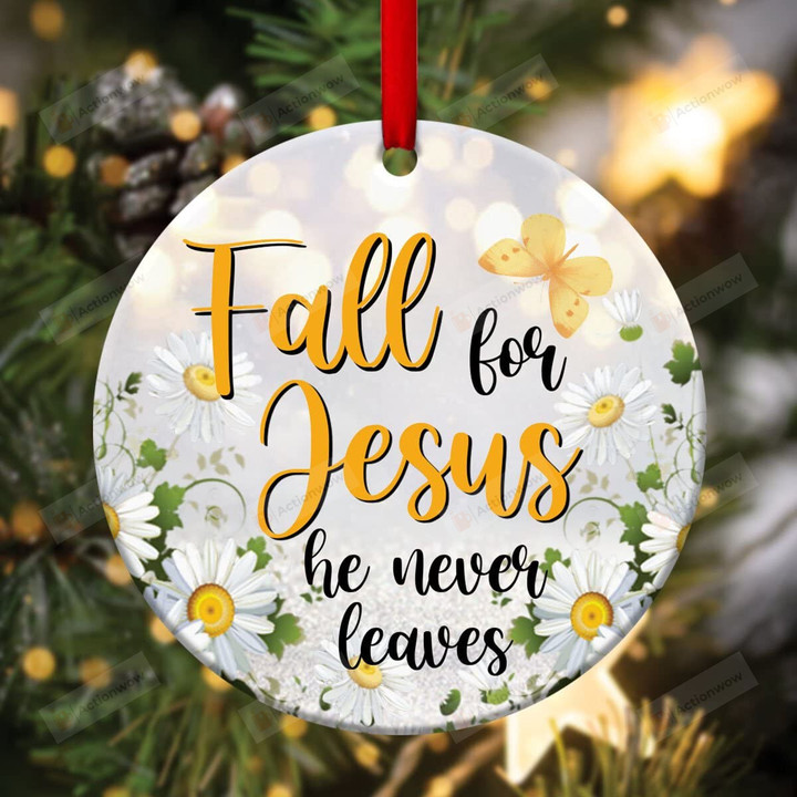 Fall For Jesus - Unique Christian Ceramic Circle Ornament Faith Ornament Crafts Hanging Car Window Dress Up
