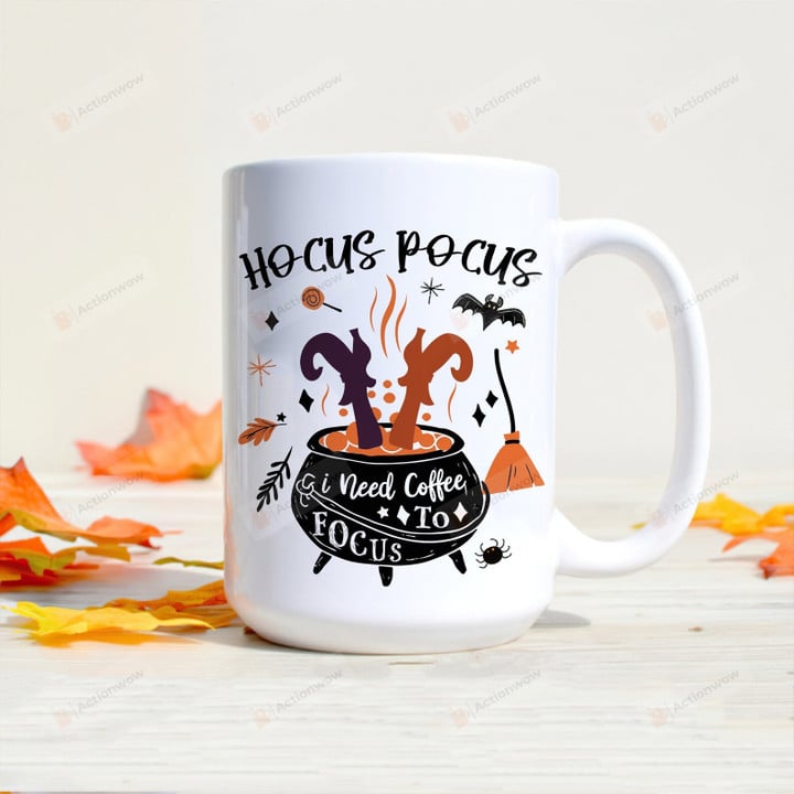 Hocus Pocus I Need Coffee To Focus Mug, Halloween Coffee Mug, Funny Witch Mug, Queen Witch Gifts, Halloween Gifts For Her