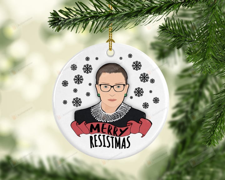 Ruth Bader Ginsburg Christmas Ornament, Merry Resistmas Ornament, Christmas Gift Ornament