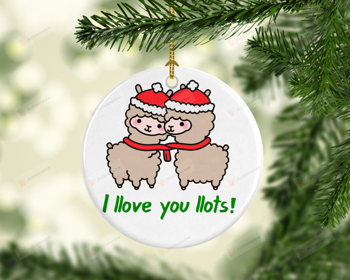 I Love You Lots Ornament, Llama Ornament, Christmas Gift Ornament