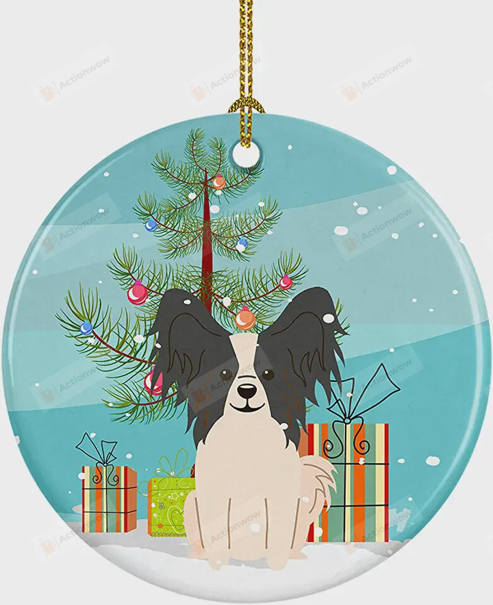 Papillon Merry Christmas Ornament, Gift For Dog Lovers Ornament, Christmas Gift Ornament