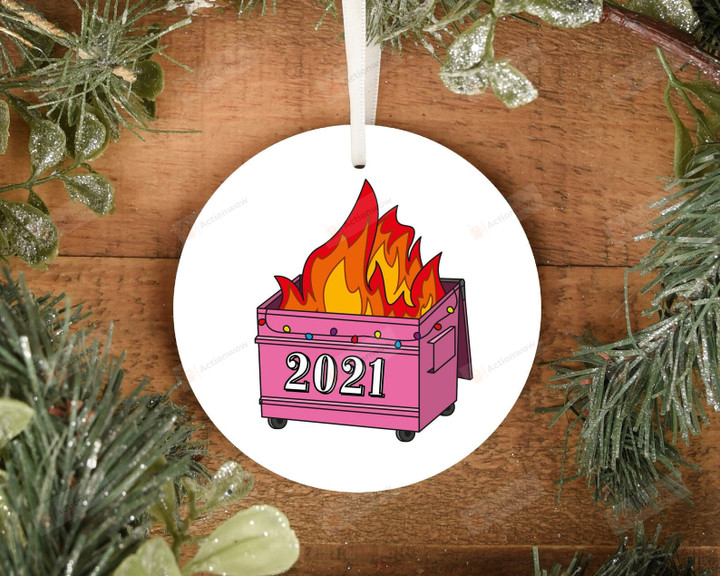 Pink Dumpster Fire Ornament, Christmas Gift Ornament