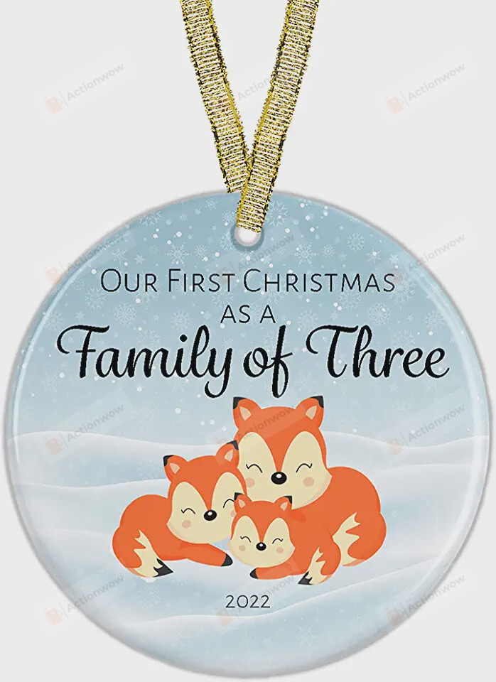 2022 Our First Christmas As A Family Of Three Ornament, New Parents Gift Ornament, Christmas Keepsake Gift Ornament
