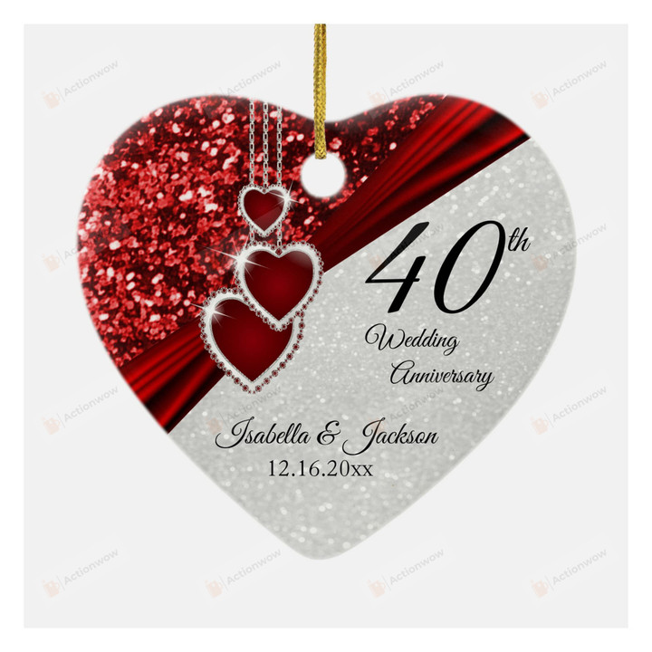 Personalized Ruby Wedding Anniversary Ornament Customized Ornaments Great Gifts For Couples